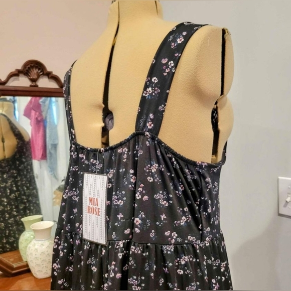 NEW 3X Long Blk Floral Dress - Picture 6 of 9